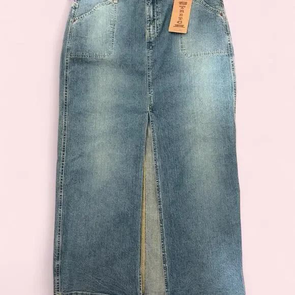 Levi's blue denim maxi skirt with slit size 12 NWT New with Tags - Picture 1 of 5